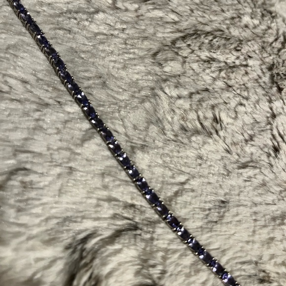 Sterling Silver Cubic Zirconia Purple Amethyst Tennis Bracelet - Picture 2 of 3